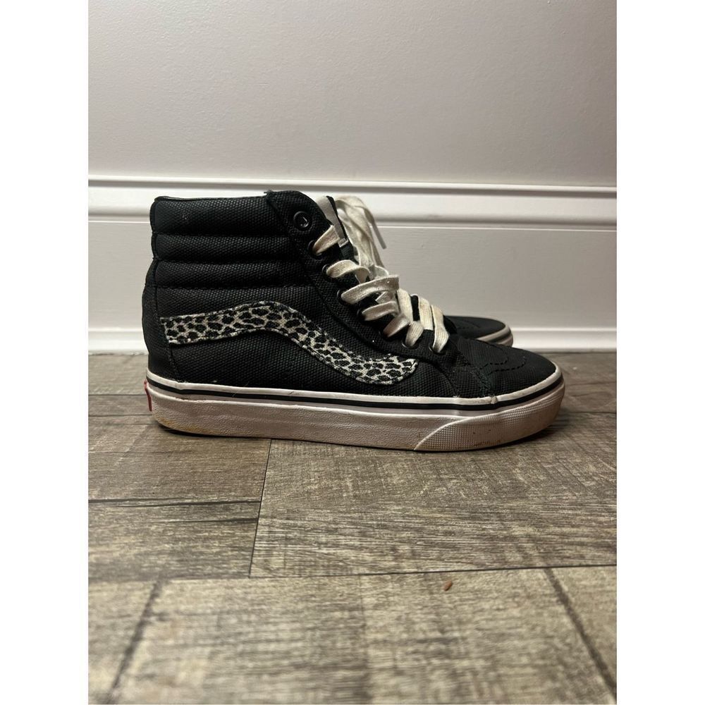 Vans Sk8-hi high top black and leopard sneakers size women’s 5